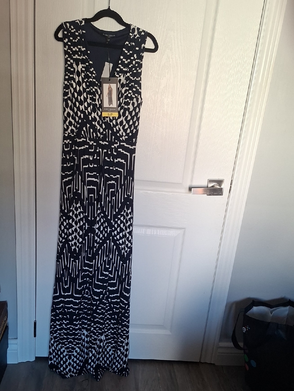 Mario Serrani Black and White Geometric Maxi Dress‎